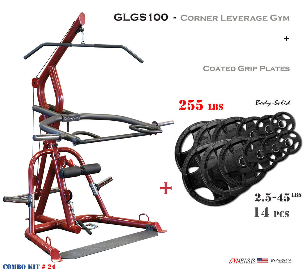 Body Solid GLGS100 Plate Loaded Leverage Corner Gym + 255 lbs. plates - GymBasis Store