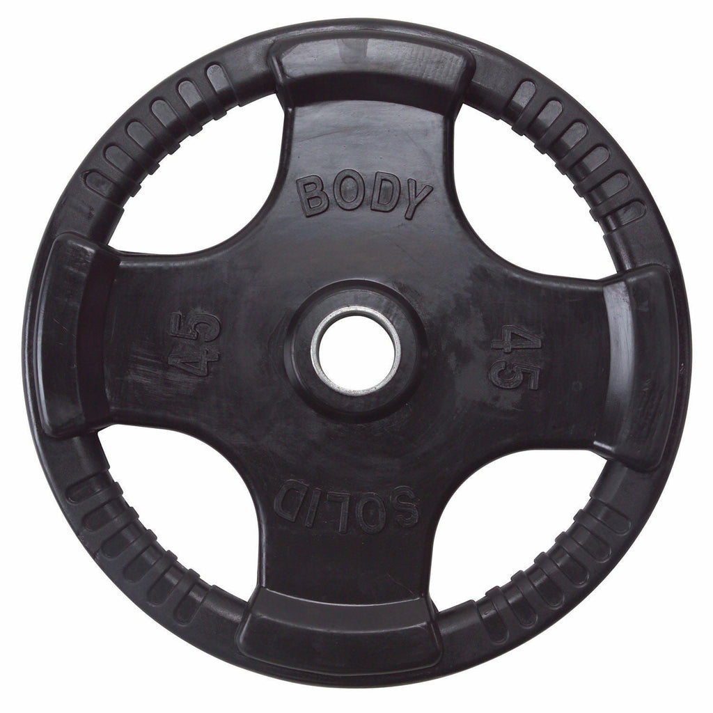 Body-Solid - ORT45 - Black Rubber Grip Olympic Plate Pairs - 45 lb - GymBasis Store