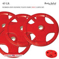 Body-Solid [ORC45] Colored Rubber Grip Olympic Plate Pairs 45 lb. - GymBasis Store