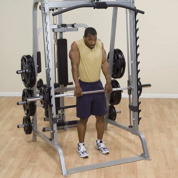 Body-Solid GS348Q Smith Machine w/ SFID325 Bench & 455 lb Rubber Olympic Set - GymBasis Store