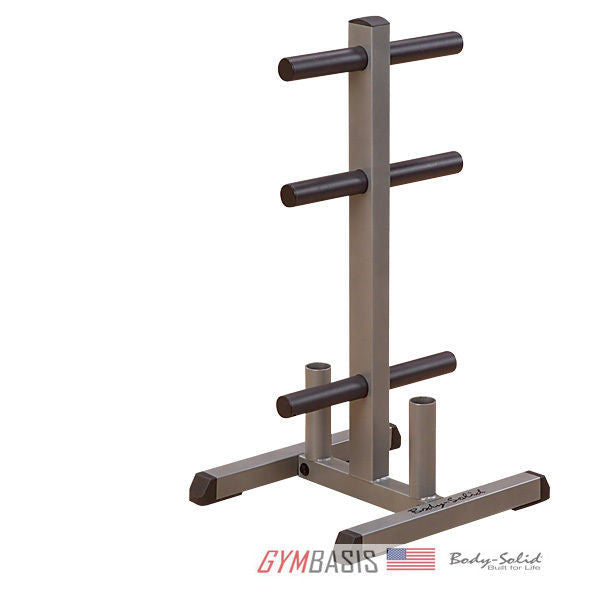 Body-Solid GOWT Plate Tree + ORCT255 Colored Rubber Grip Olympic Plates 255lbs. - GymBasis Store