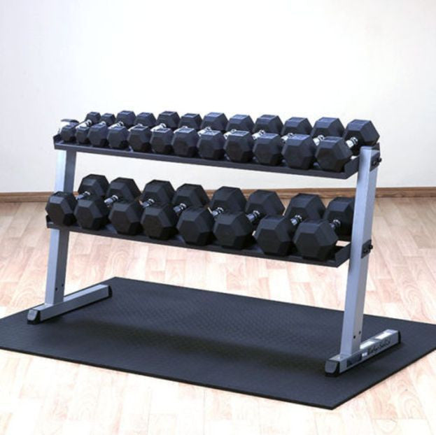 Body-Solid GDR60 2-Tier Horizontal Hex / Round Dumbbell Rack - GymBasis Store