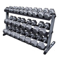 Body-Solid 5-70 lb. Iron Hex Dumbbell Free Weight Package with Rack - GymBasis Store