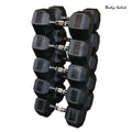Body-Solid 65-115 Lb Rubber Coated Hex Dumbbell Set 6 pair, 1080 lbs, 10 lb incr - GymBasis Store