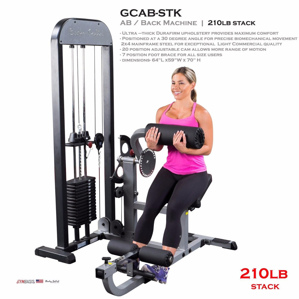 Body-Solid GCAB-STK Pro Select Ab & Back Gym Machine | 210lbs Stack - GymBasis Store