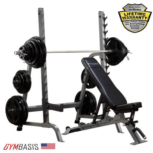 Body-Solid SDIB370 Olympic Bench Rack Combo Set w/ bench - GymBasis Store