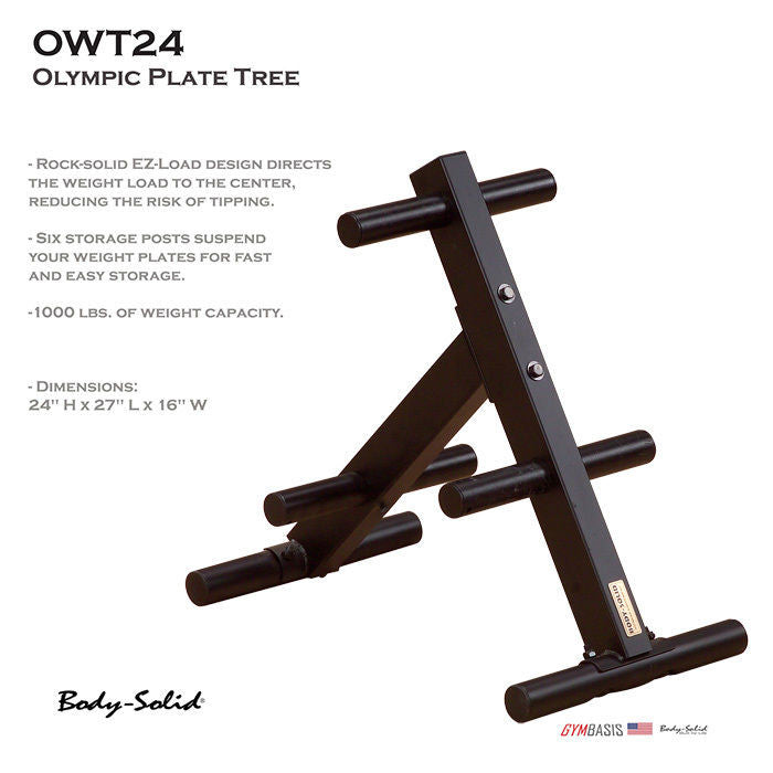 Body-Solid OWT24 Olympic Plate Weight Tree Storage Rack 1000 lbs. capacity - GymBasis Store