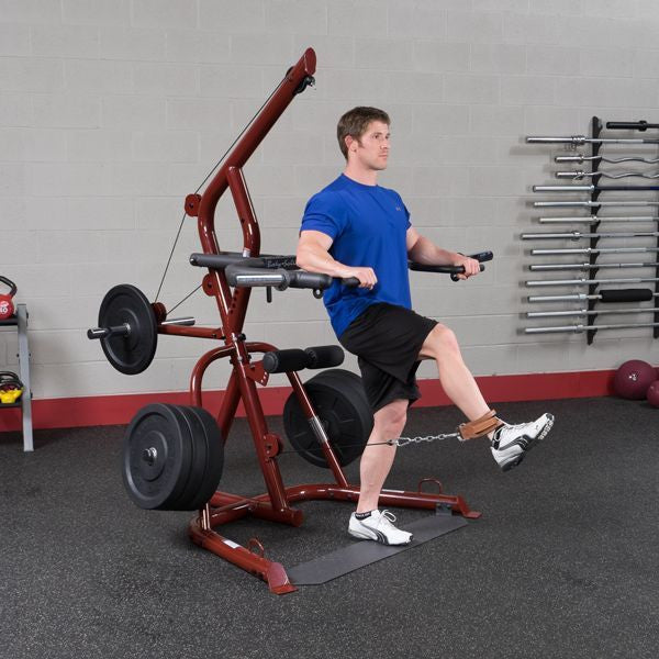 Body-Solid GLGS100P4 Corner Leverage Gym Pack + 255 lbs Rubber Grip Plates - GymBasis Store
