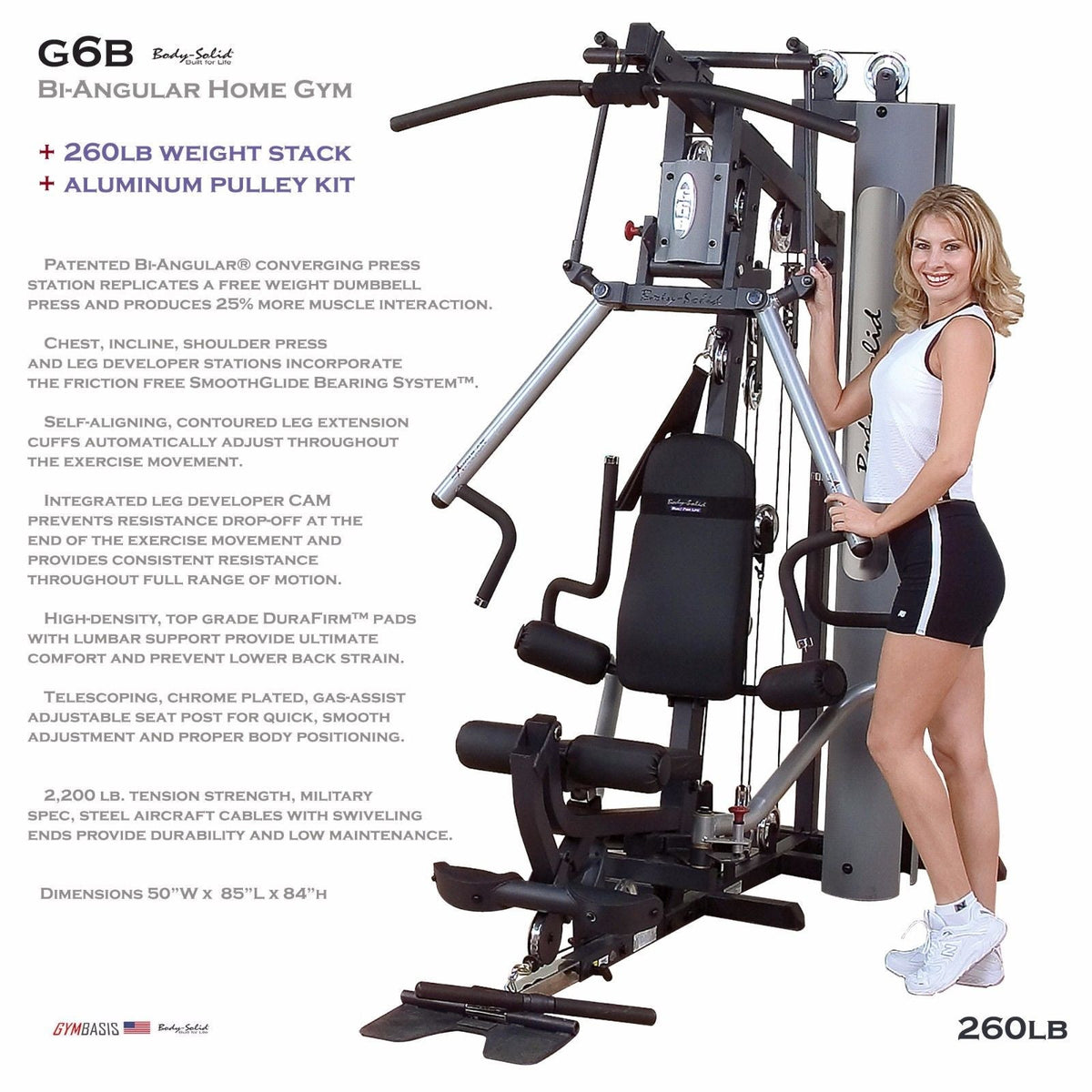 Body-Solid G6B Home Gym 260lb weigh stack & aluminum pulley kit UPGRADE - GymBasis Store