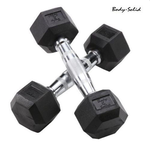 Body-Solid Rubber Coated Hex Dumbbell Pairs, 50-95 lbs, 10 pairs, 1460 lbs total - GymBasis Store