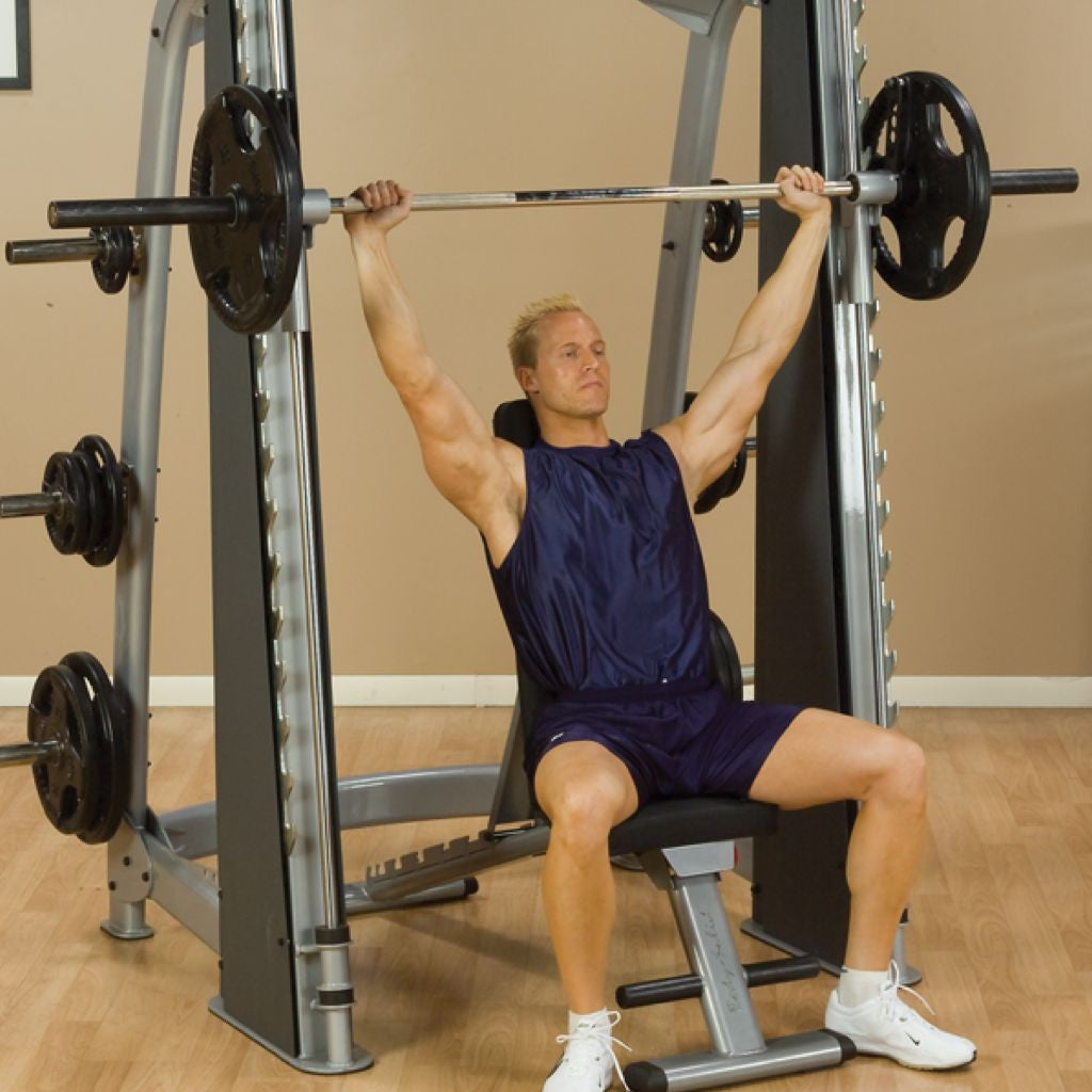 Body-Solid SCB1000 Smith Machine + GFID225 Bench + 255 lb. rubber weight set - GymBasis Store