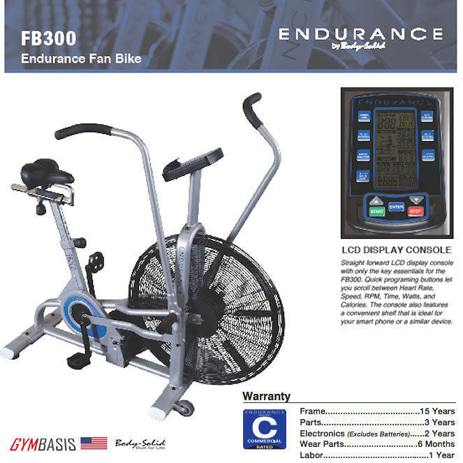 Body-Solid Endurance FB300 Fan Bike Air Cycle Commercial Indoor Cycling - GymBasis Store