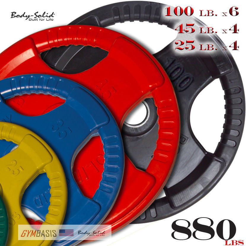 Body-Solid 880 lbs. ORC Colored Rubber Grip Olympic Plate Set 100 lb 45 lb 25 lb - GymBasis Store