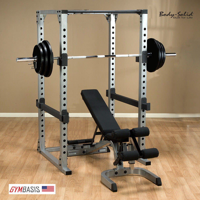 Body Solid GPR378 Pro Power Rack + 200 Lb. Weight Olympic Set - GymBasis Store