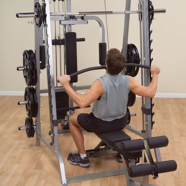 Body-Solid Series 7 Smith Complete Gym Package - GS348QP4 - with Black Grip Rubber Weight Set - GymBasis Store