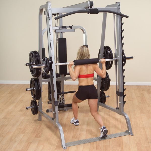 Body-Solid Series 7 Smith Complete Gym Package - GS348QP4 - with Black Grip Rubber Weight Set - GymBasis Store