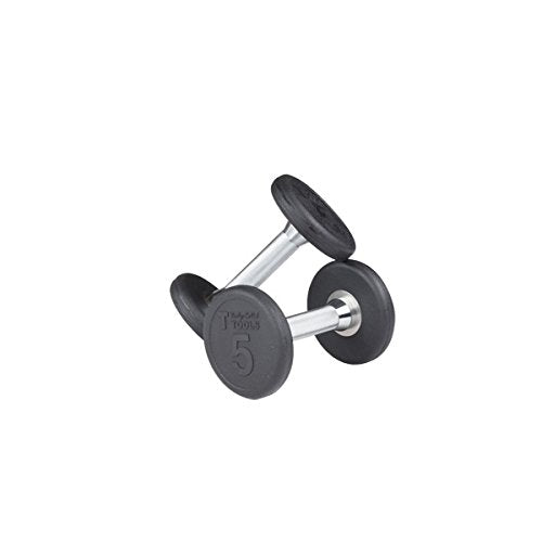 Body-Solid SDP Commercial Round Head Rubber Dumbbell Set - 5 to 50 lbs (10 pairs) - For Clubs and Home Gyms - GymBasis Store