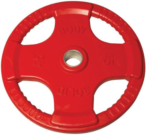 Body-Solid Colored Rubber Grip Olympic Plates (Red) - 45 lb pair - GymBasis Store
