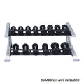 Body-Solid Pro ClubLine Commercial 2-Tier Saddle Dumbbell Rack - Two-Tier 7-Pair Dumbbell Rack with Cradles to hold 5-35 lb. Round Dumbbell Set - GymBasis Store