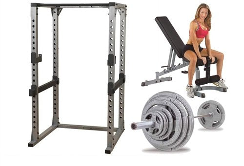 Body Solid Pro Power Rack With FID Bench And 300 lb Olympic Set - GymBasis Store