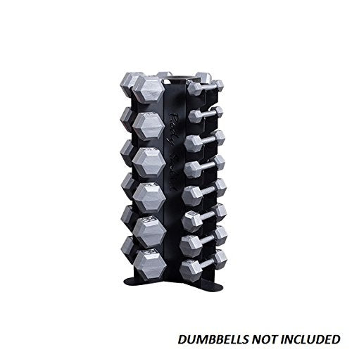 Body-Solid GDR80 10-Pair Vertical Dumbbell Rack for Rubber Hex Dumbbells and Cast Iron Hex Dumbbells - 3-Sided Cradle Rack - GymBasis Store