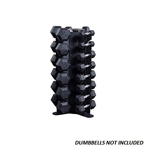 Body-Solid GDR80 10-Pair Vertical Dumbbell Rack for Rubber Hex Dumbbells and Cast Iron Hex Dumbbells - 3-Sided Cradle Rack - GymBasis Store