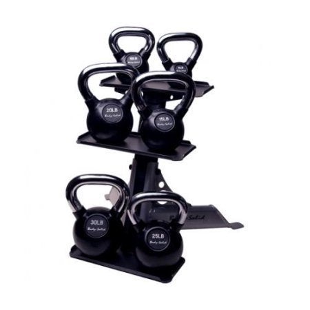 Body Solid KBCS105-Pack Chrome Handle Rubberized Kettle Bell with Rack44; Set of 5-30 - GymBasis Store