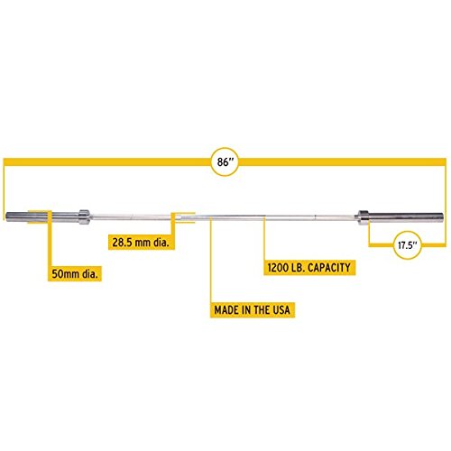 Body-Solid OB86PB USA-Made Chrome 7' High Strength Olympic Weight Lifting Bar 20KG - BRONZE Edition Power Bar - 1200 Pound Capacity - GymBasis Store