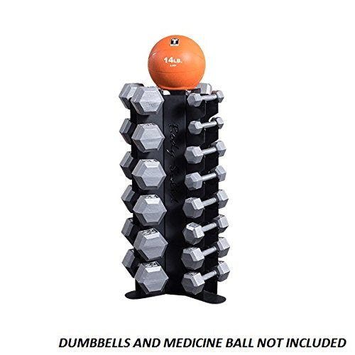 Body-Solid GDR80 10-Pair Vertical Dumbbell Rack for Rubber Hex Dumbbells and Cast Iron Hex Dumbbells - 3-Sided Cradle Rack - GymBasis Store