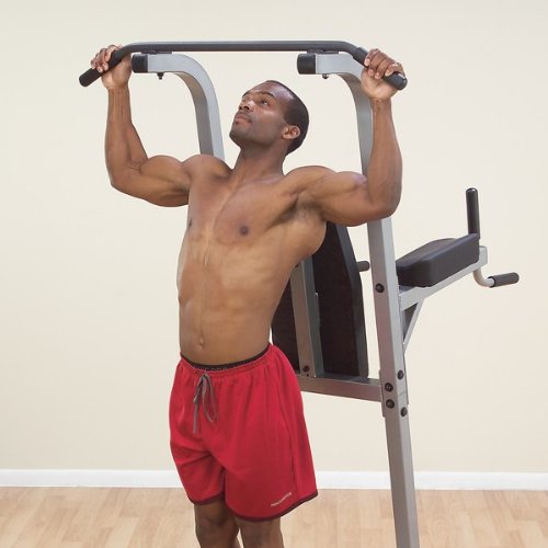 Body-Solid GVKR82 Multi-Function Power Tower With Vertical Knee Raise, Dip Station, Push-Up station, and Pull-Up Station Featuring A Narrow and Wide Grip - GymBasis Store