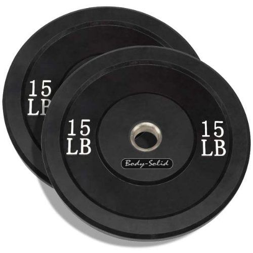 Solid Rubber Bumper Weight Plates- 15lb. Black Pair - GymBasis Store