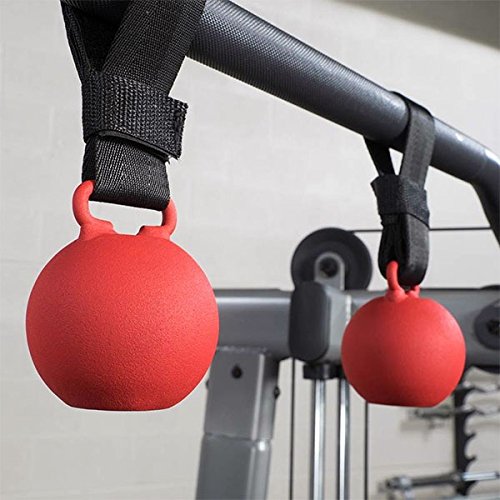 Body-Solid Cannonball Grips with Straps - PAIR - 3 inch Diameter Pull-Up Balls for Grip Strength - Steel Chin-Up Ball Attachments - GymBasis Store