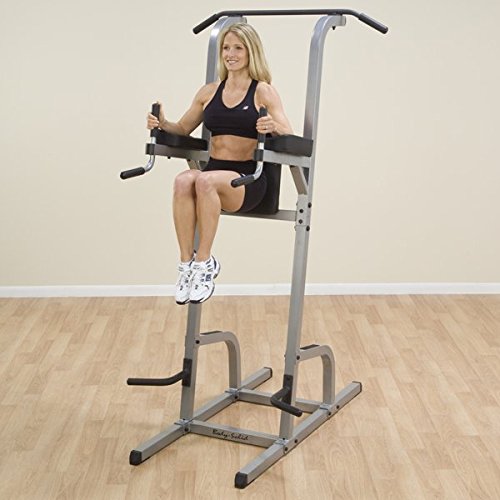 Body-Solid GVKR82 Multi-Function Power Tower With Vertical Knee Raise, Dip Station, Push-Up station, and Pull-Up Station Featuring A Narrow and Wide Grip - GymBasis Store