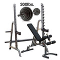 Body-Solid GPR370 Press Rack with Adjustable Bench, 300lb. Weight Set - GymBasis Store