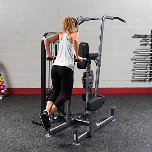 Body Solid FCDSTK3 Pro Select Weight Assisted Vertical Knee Raise Dip and Chin Station with Oval Mainframe Construction and DuraFirm Padding 310-Pound - GymBasis Store