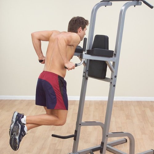 Body-Solid GVKR82 Multi-Function Power Tower With Vertical Knee Raise, Dip Station, Push-Up station, and Pull-Up Station Featuring A Narrow and Wide Grip - GymBasis Store