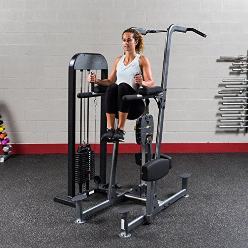 Body Solid FCDSTK3 Pro Select Weight Assisted Vertical Knee Raise Dip and Chin Station with Oval Mainframe Construction and DuraFirm Padding 310-Pound - GymBasis Store
