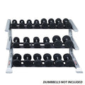 Body-Solid Pro ClubLine Commercial 3-Tier Saddle Dumbbell Rack - Three-Tier 10-Pair Dumbbell Rack with Cradles to hold 5-50 lb. Round Dumbbell Set - GymBasis Store