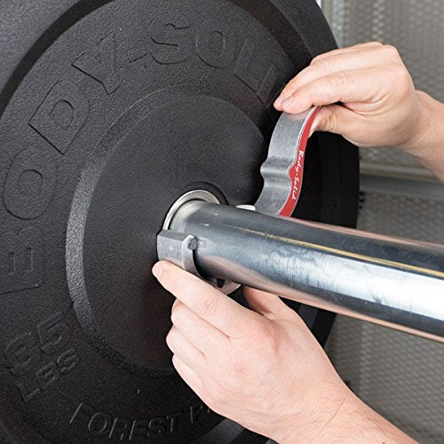 Body-Solid Roepke NATURAL Aluminum Olympic Collars (Pair) - USA-Made Lever Compression Bar Clamps - Barbell Clamps - GymBasis Store