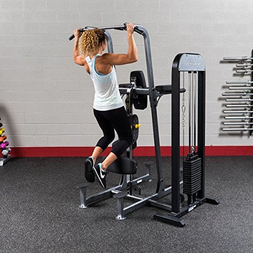 Body Solid FCDSTK3 Pro Select Weight Assisted Vertical Knee Raise Dip and Chin Station with Oval Mainframe Construction and DuraFirm Padding 310-Pound - GymBasis Store