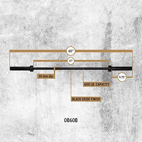 Body-Solid OB60 Black 5' Short Olympic Weight Lifting Bar - 600 Pound Capacity - GymBasis Store