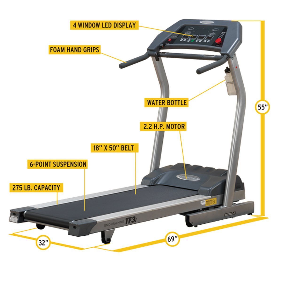 Endurance TF3i Folding Treadmill - GymBasis Store