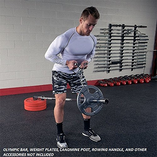 Body-Solid LMSE Landmine Single Eyelet Attachment for Olympic Bar with Chain for Bent Over Row Exercise - For Use with Cable Machine Attachment Handles - GymBasis Store