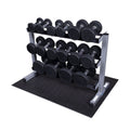 Round Rubber Dumbbell 5-40 lb. Pairs Package with Rack - GymBasis Store