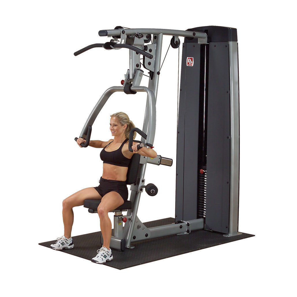 DUAL PRESS/LAT STATION-MACHINE, FREESTANDING 210LB STACK
