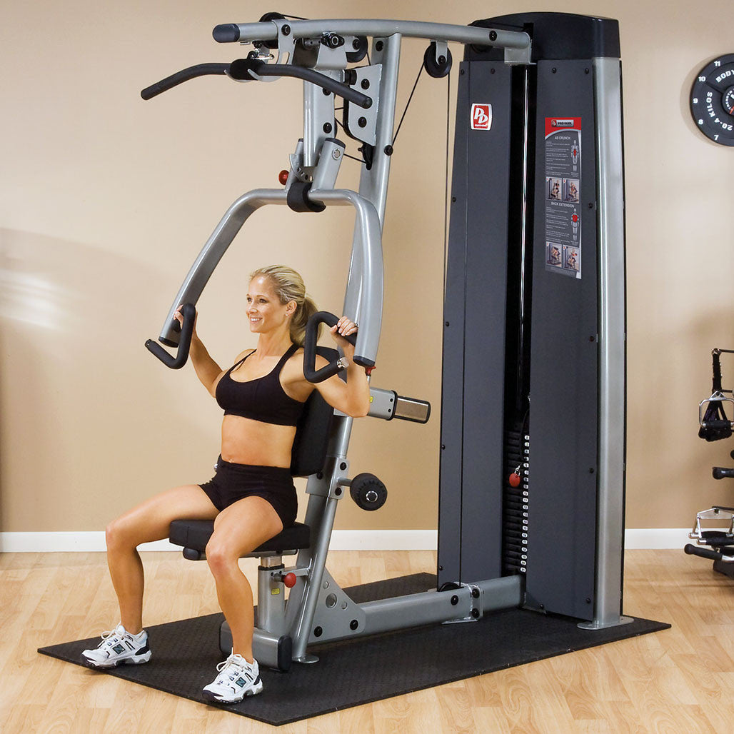 DUAL PRESS/LAT STATION-MACHINE, FREESTANDING 210LB STACK