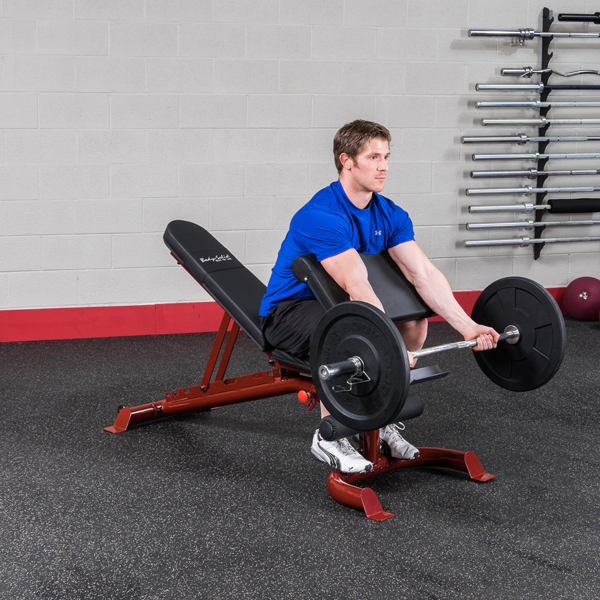 Body Solid GLGS100P4 Corner Leverage Gym Package with GPCA1 Preacher Curl Attachment - GymBasis Store