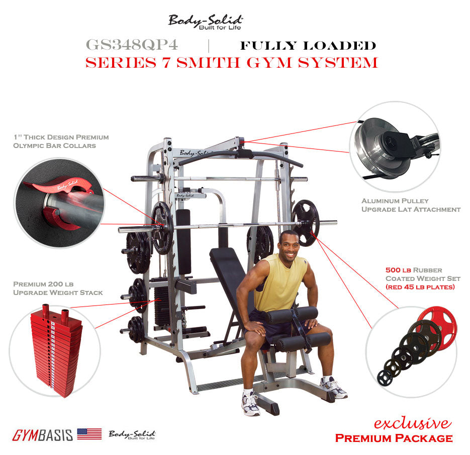 Body-Solid GS348QP4 Premium Smith System Fully Loaded  700lb Weight Set - GymBasis Store