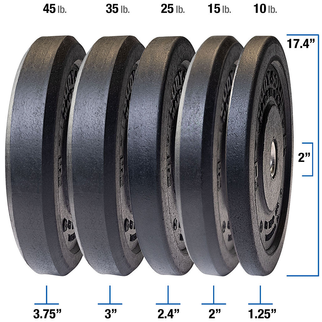 10LB BLACK BUMPER PLATES 17.375 ", Full Commercial Made is USA