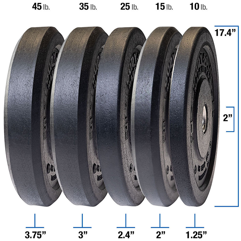 45LB BLACK BUMPER PLATES 17.375 ", Full Commercial Made is USA